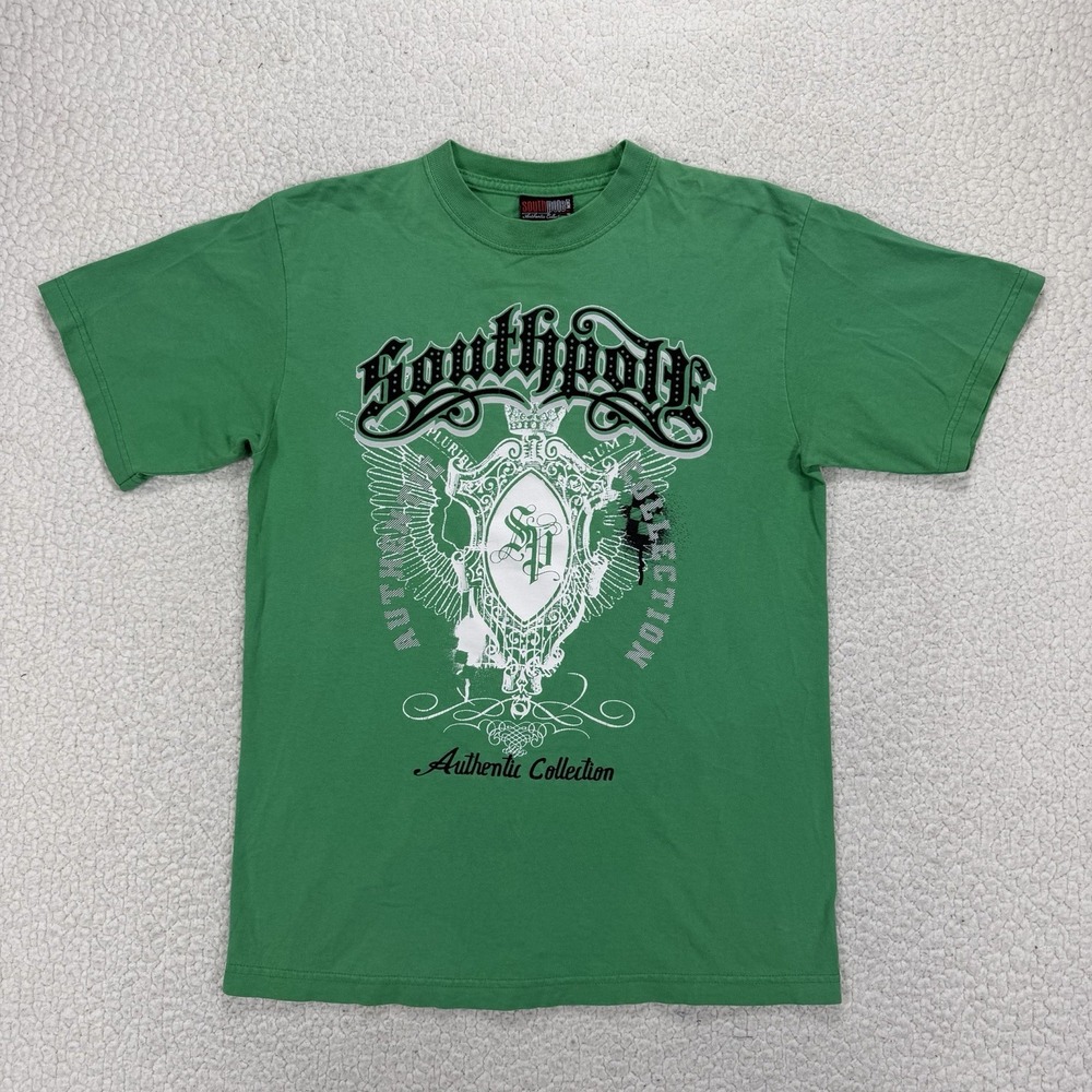 Southpole Graphic T Shirt Men's L Green Y2K Streetwear Hip Hop Skater Urban